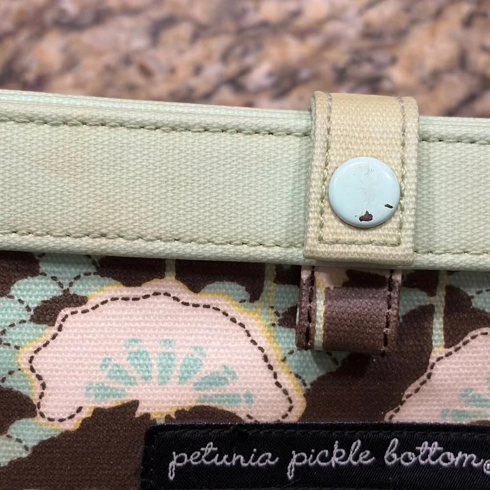 Petunia Pickle Bottom Floral Diaper Clutch and Changing Pad Mint Brown Travel